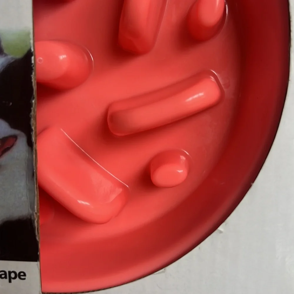 Slow Feeder Dog Bowls,Non Slip Puzzle Bowl Durable Preventing Choking (Pink)